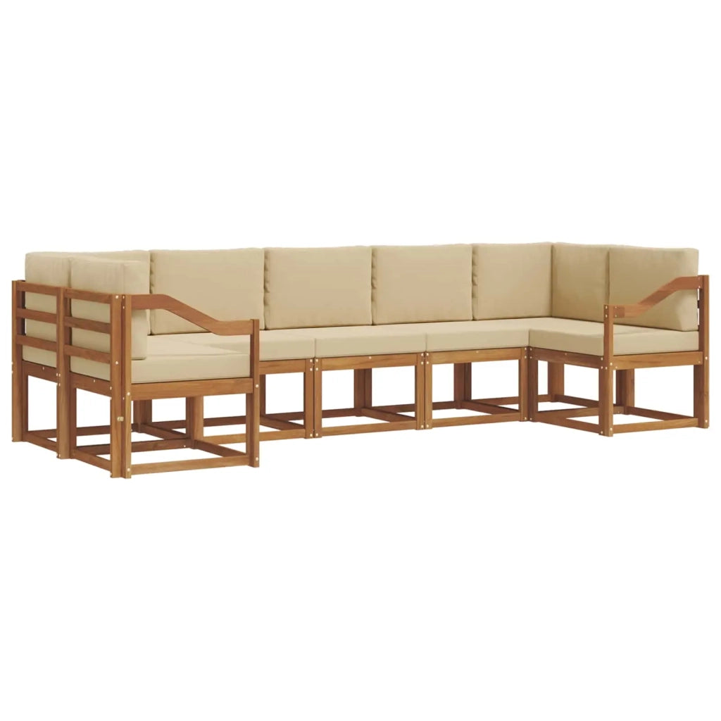 Set di divani da esterno con cuscino 7 pcs Naturale e Beige