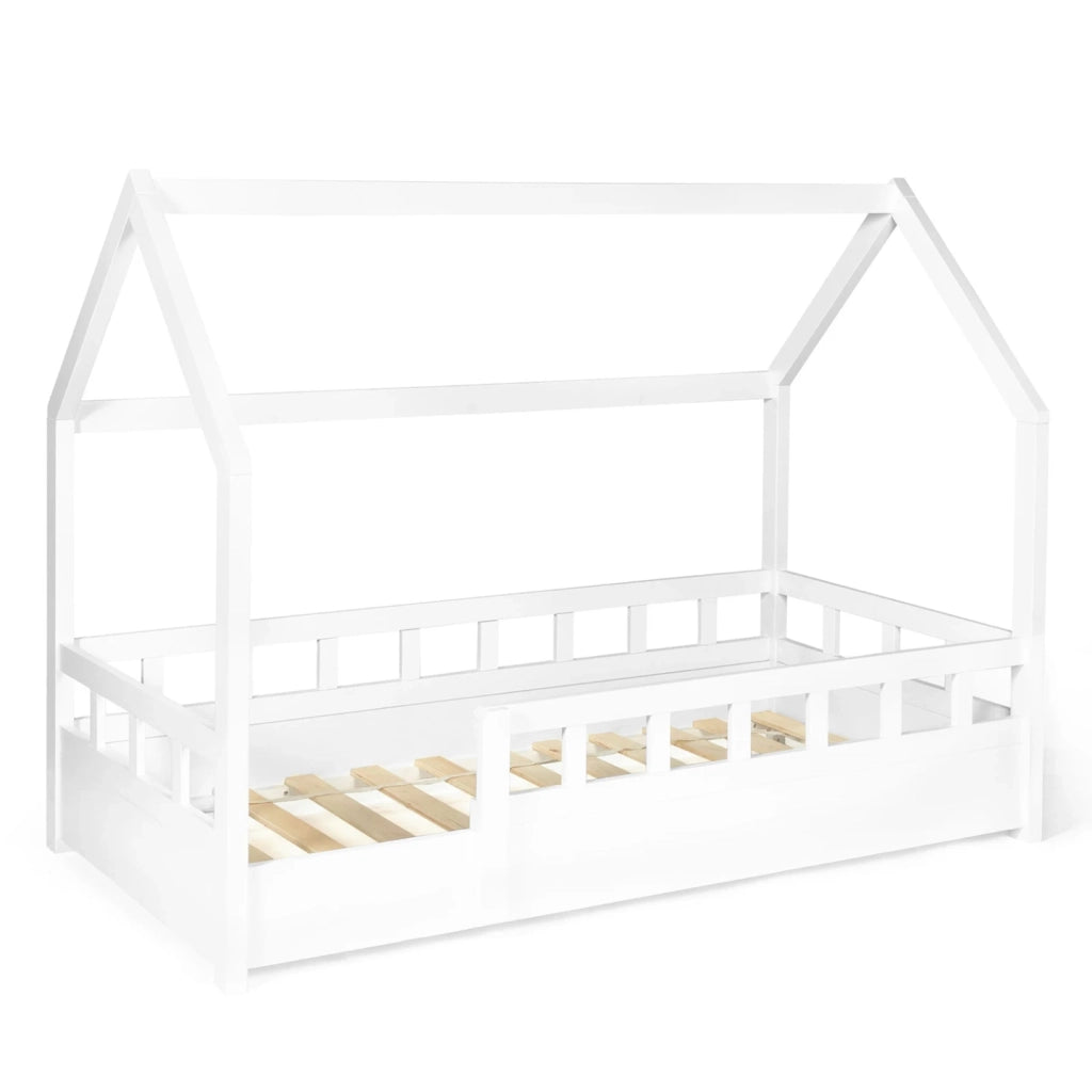 IDMarket - Letto a capanna per bambini 80 x 160 CM NEREE bianco con struttura letta e sponde