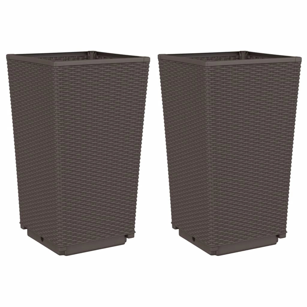 Fioriera rialzata per piante fiori giardino terrazzo set da 2 32,5 x 32,5 x 57 cm polipropilene marrone 02_0038936