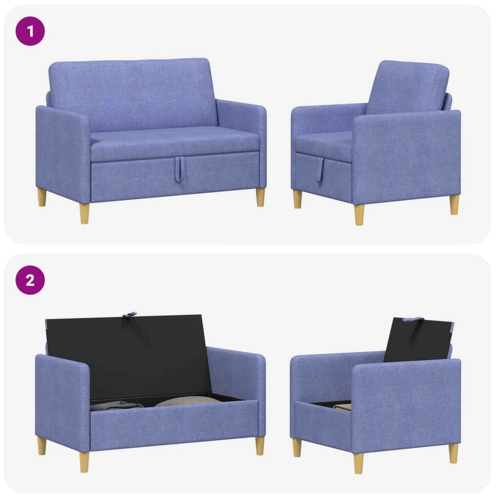 Set di Divani con Storage 2 pcs Blu jeans Poliestere 3429161