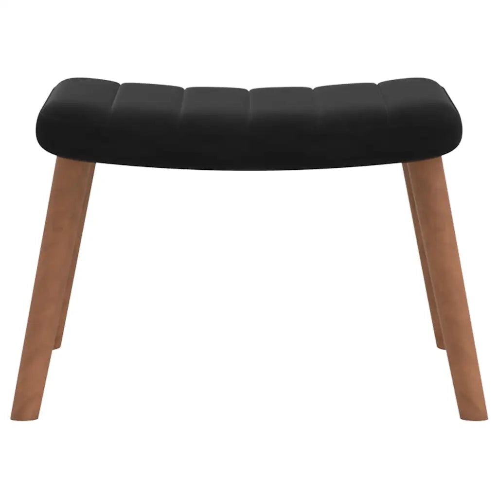 Divano Sedia-Poltrona Relax con Poggiapiedi Nero in Velluto 353702
