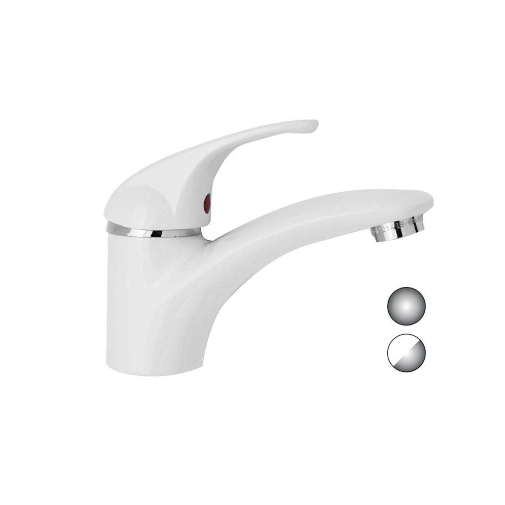 MONOCOMANDO LAVABO SERIE MARZIA- Bianco Opaco-Cromo- EUROR- pezzi 1