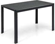 Tavolo da giardino PE-rotan, tavolo da pranzo rettangolare per esterni, tavolo per balcone per 4-6 persone, tavolo intrecciato con struttura metallica per terrazzo, giardino, balcone, 120 x 71 x 72 cm