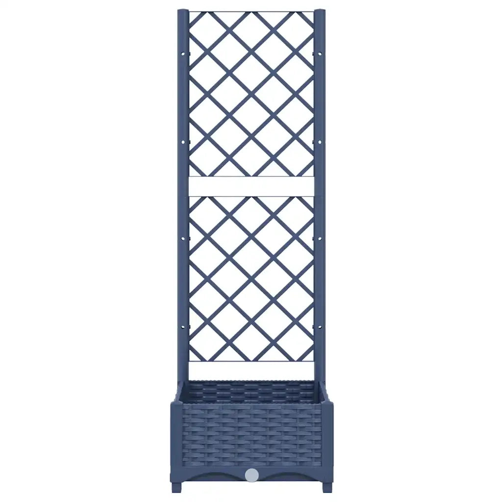 Fioriera da giardino con traliccio blu grigio 40x40x121,5 cm PP 318248