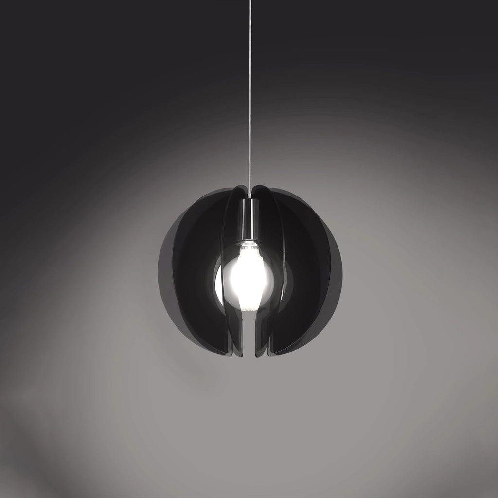 Sospensione Moderna Space Collection Polilux ® Fumè E Metallo Cromo 1 Luce E27