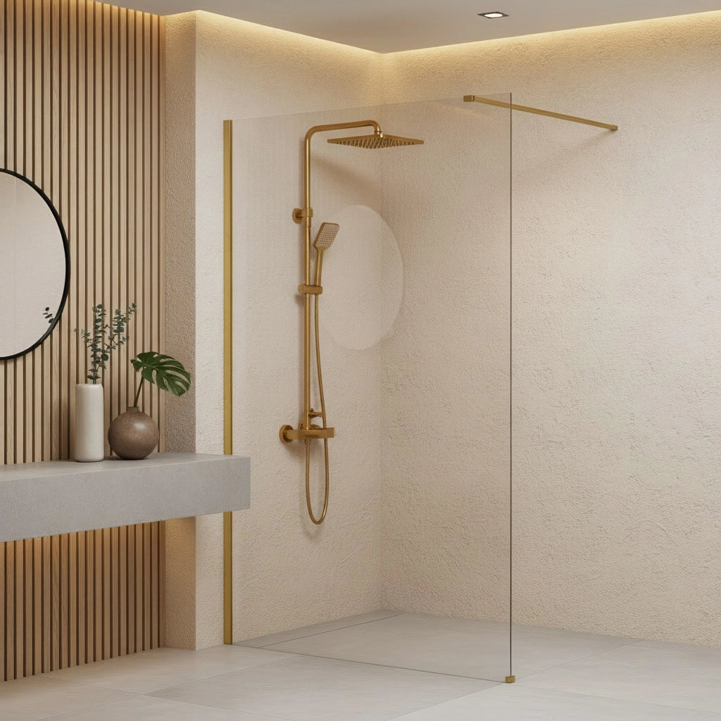 Parete Doccia Rea Flexi Transparent / Brush Gold 130