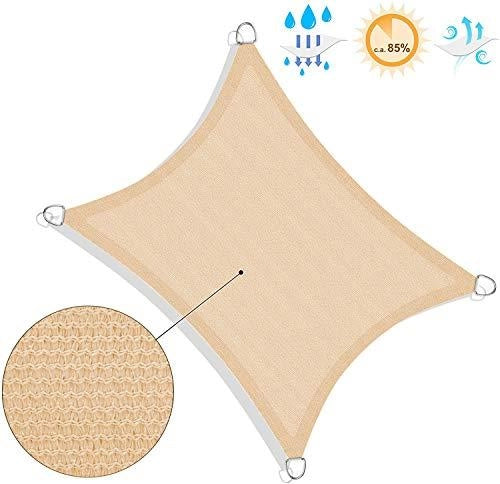 Vela ombreggiante HDPE 3 x 4 m protezione solare protezione anti UV traspirante per il giardino balcone traspirante permeabile all'acqua giallo sabbia 12_0001729