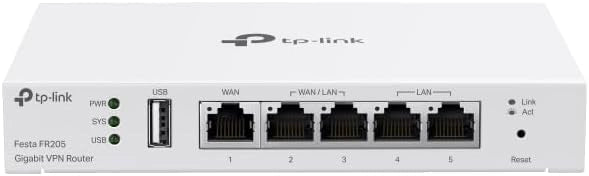 TP-Link Switch VPN Gateway, 5Porte Gigabit, 1USB WAN, ZTP, SON,Mesh, Gestione Centralizzata del Cloud, App/Web, Festa FR205