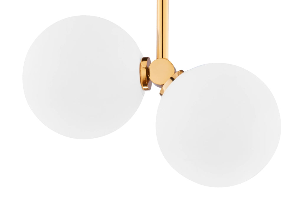 Applique moderna nero oro sfere bianche vetro 2xG9 Luna Jupiter