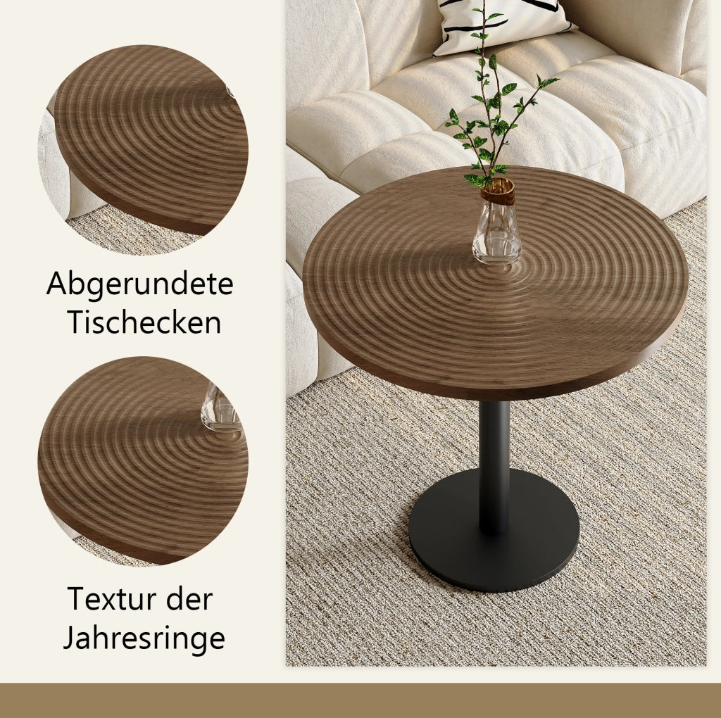 TAVOLO da pranzo rotondo Ø 80 cm MDF effetto legno e metallo nero