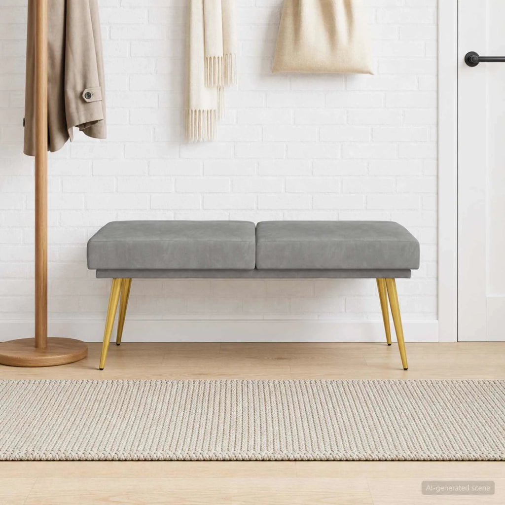 Panchina a doppio strato Grigio Chiaro 120 x 45 x 46 cm Velluto 42038585