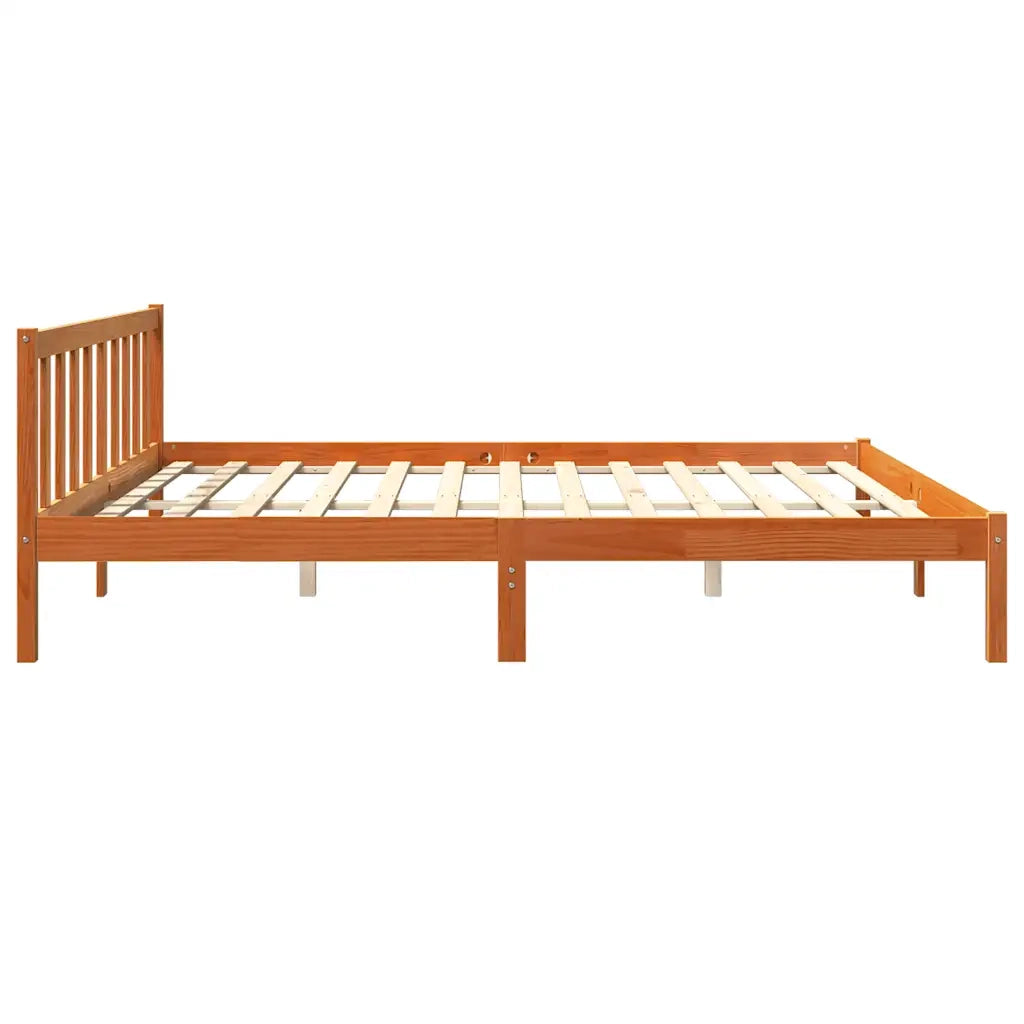 Giroletto senza Materasso-Struttura Letto Marrone Cera 200x200 cm Legno di Pino 701999
