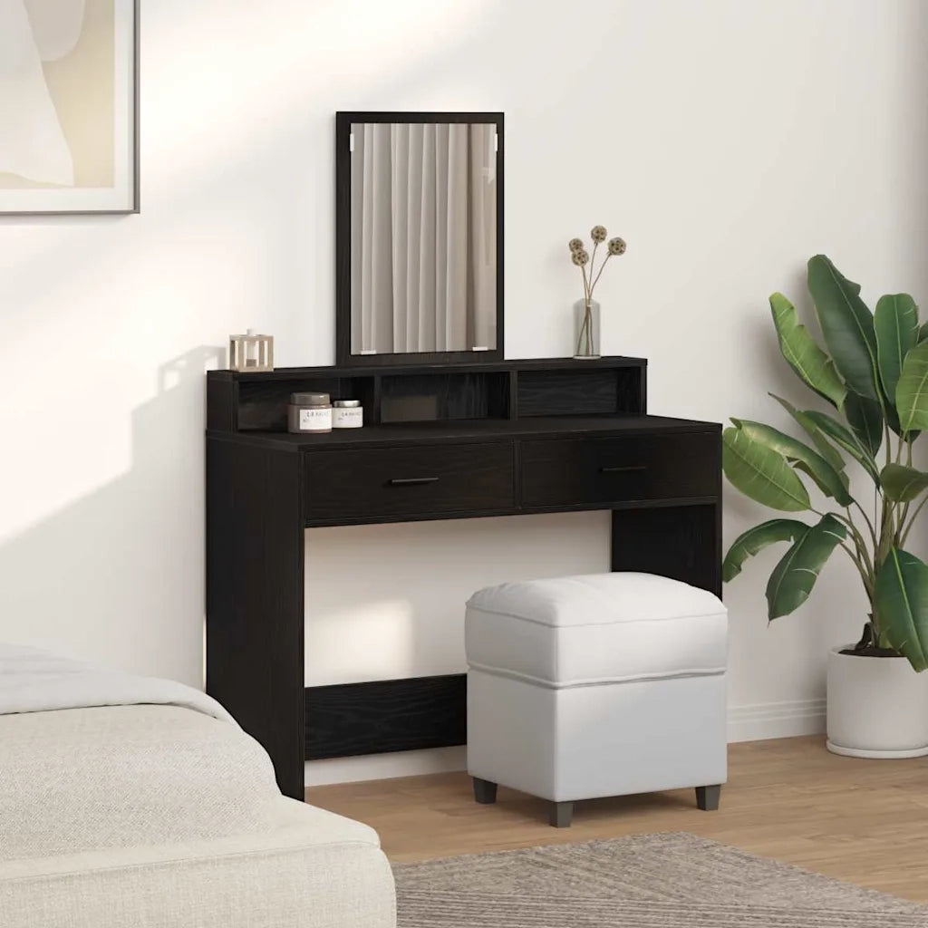 Tavolo da Trucco con cassetto Rovere Nero 100 x 41 x 140 cm 865146