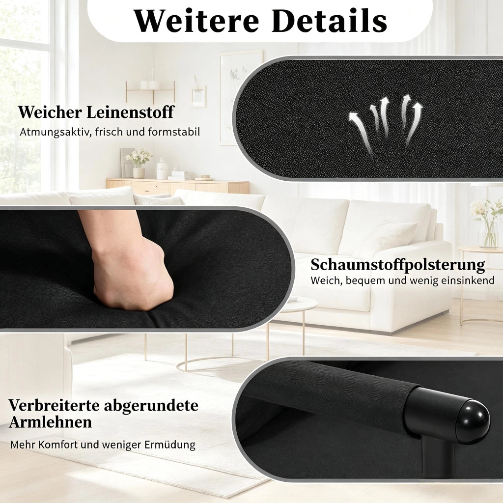 Letto singolo pieghevole 1 posto 184 × 65 cm con schienale reclinabile a 5 posizioni, senza materasso, nero
