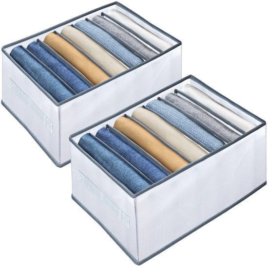 Organizzatore per armadio, 2-pack organizzatore carrello, organizzatore per armadio pieghevole 7 compartimenti, organizzatore carrello per abbigliamento per jeans pantaloni camicie