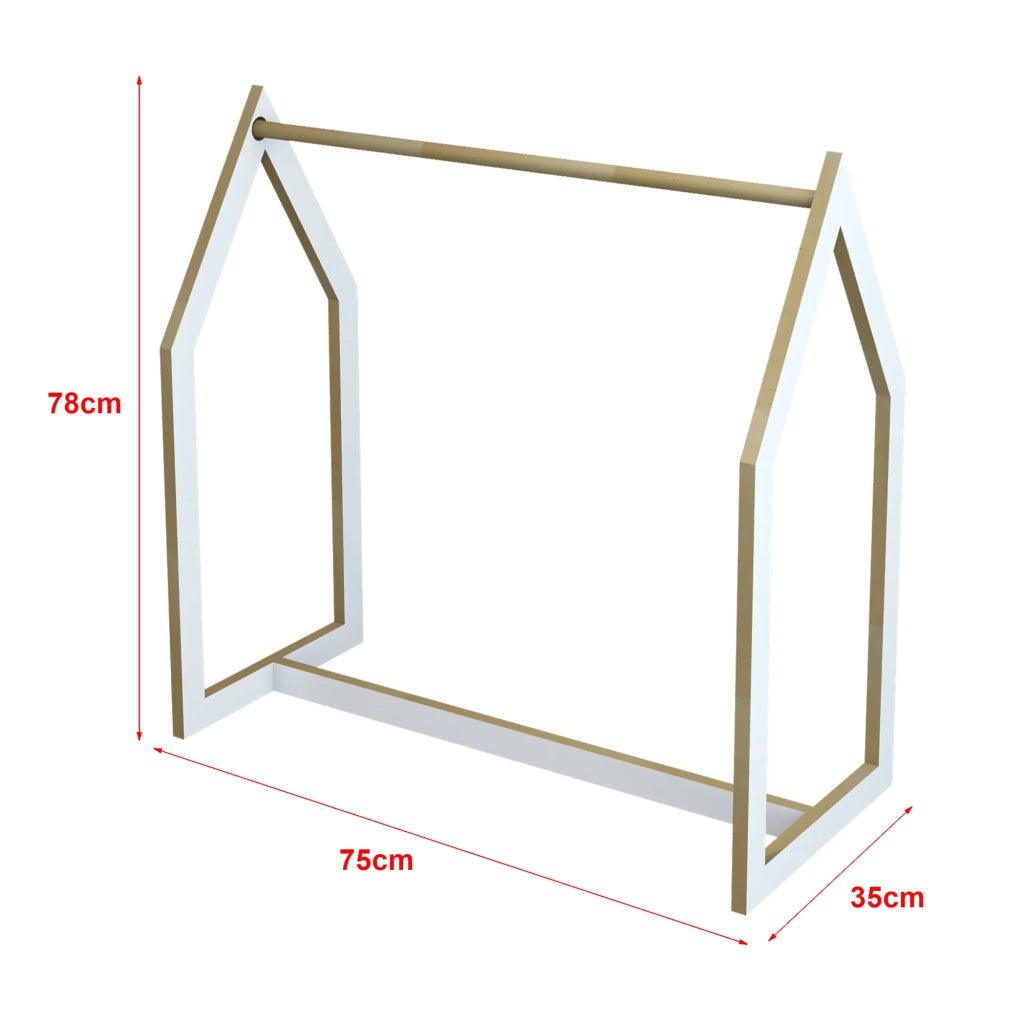 Appendiabiti/guardaroba/guardaroba aperto per bambini a forma di cabina 78 x 75 x 35 cm bianco 03_0010304