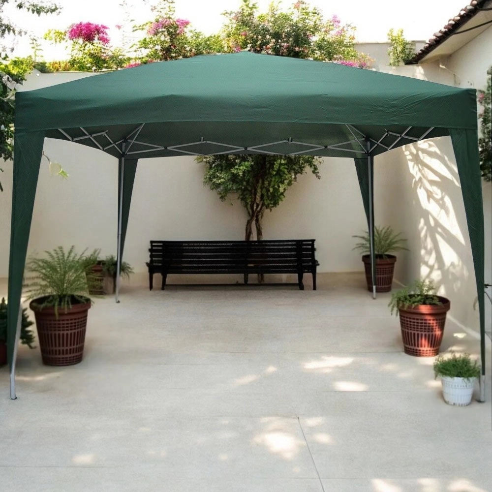 Gazebo Eden richiudibile 3 m x 3 m in ferro verniciato bianco con telo verde