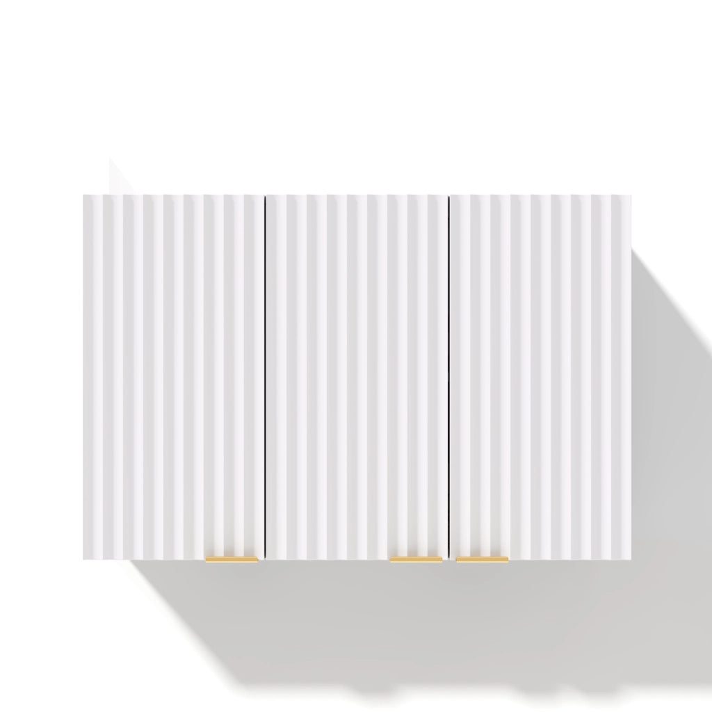 Armadio pensile da parete con 3 ante, design moderno salvaspazio, 90 × 29 × 60 cm, bianco
