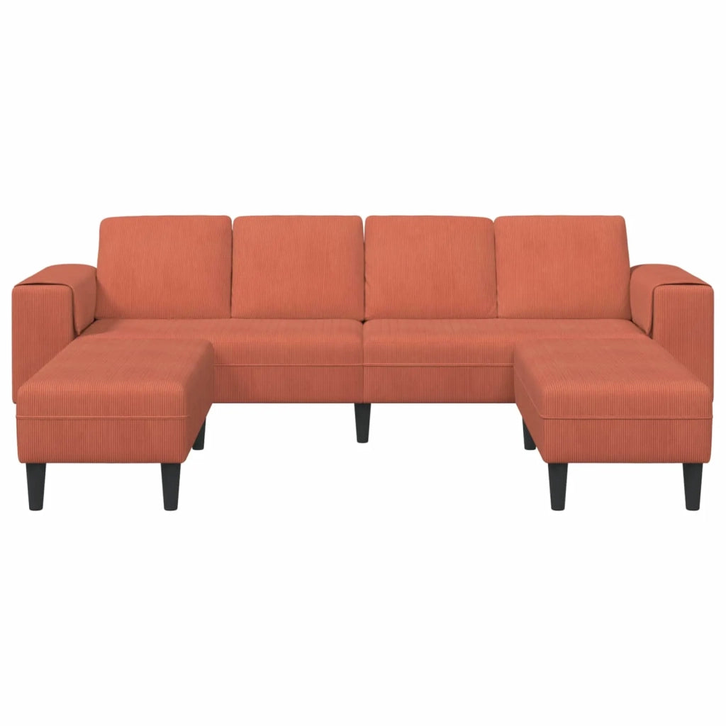 Divano Rosso Arancio 250 x 188 x 76 cm Tessuto in Cords 3335138