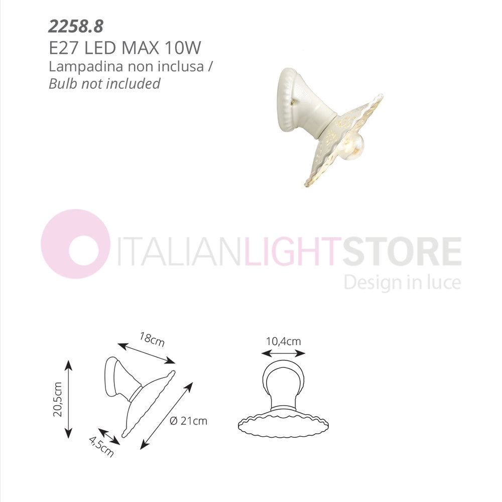MERLETTO Applique da Parete in Ceramica Traforata Ø21 con Base Obliqua