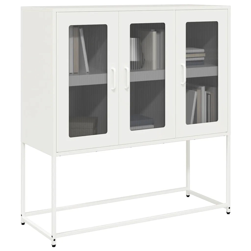 Credenza Bianca 100,5x39x107 cm in Acciaio Laminato a Freddo 853409