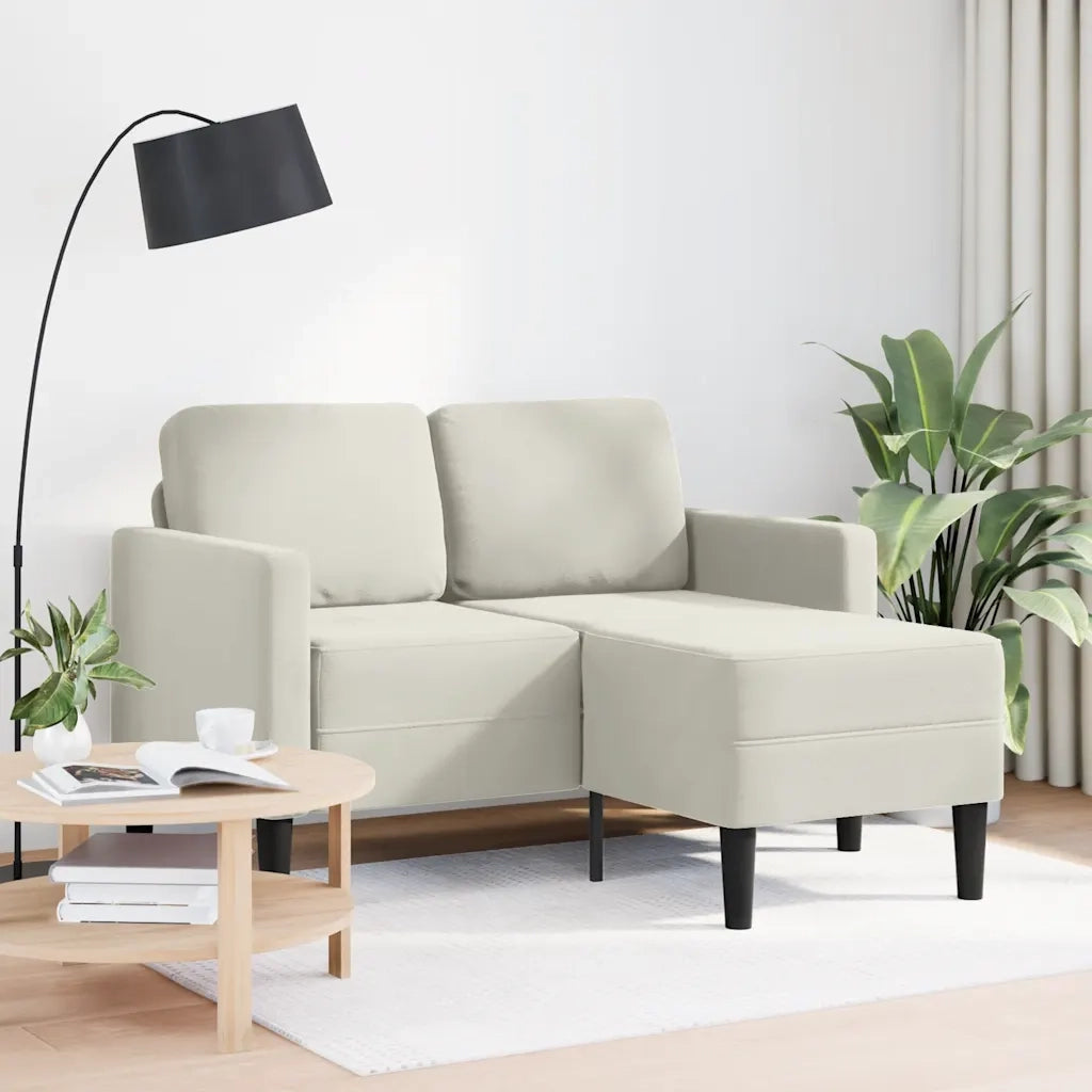 Divano | Divano da soggiorno | Sofa 2 Posti con Chaise longue a L Crema 125 cm Velluto