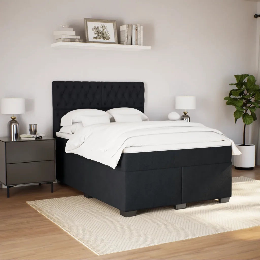 vidaXL Giroletto a Molle con Materasso Nero 140x200 cm in Velluto