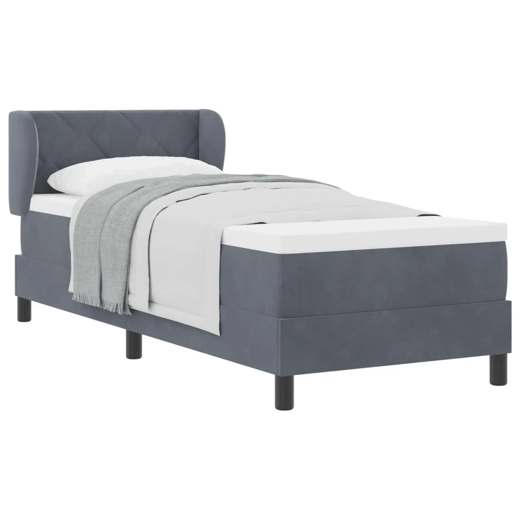 Letto a molle con testiera Grigio scuro 80 x 200 cm Velluto 3340413