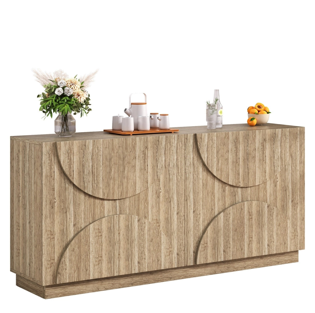 Sideboard da soggiorno 160x40x80 cm in truciolare; colore naturale; con ante e ripiani
