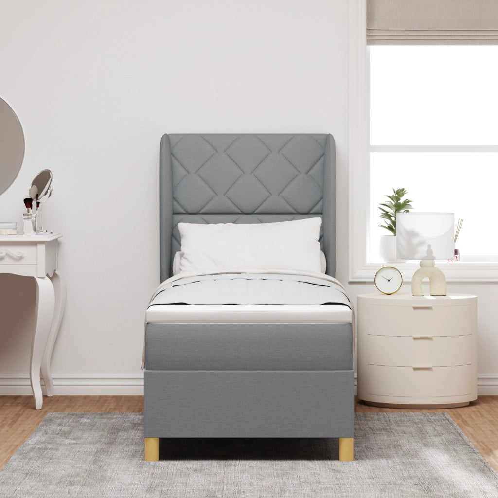 Letto a Box con Materasso Grigio Chiaro 80x200 cm Tessuto