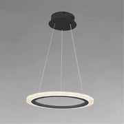 Trade Shop - Lampadario A Sospensione Led 24 Watt Cerchio Anello Effetto Cristallo Nero 31906 -