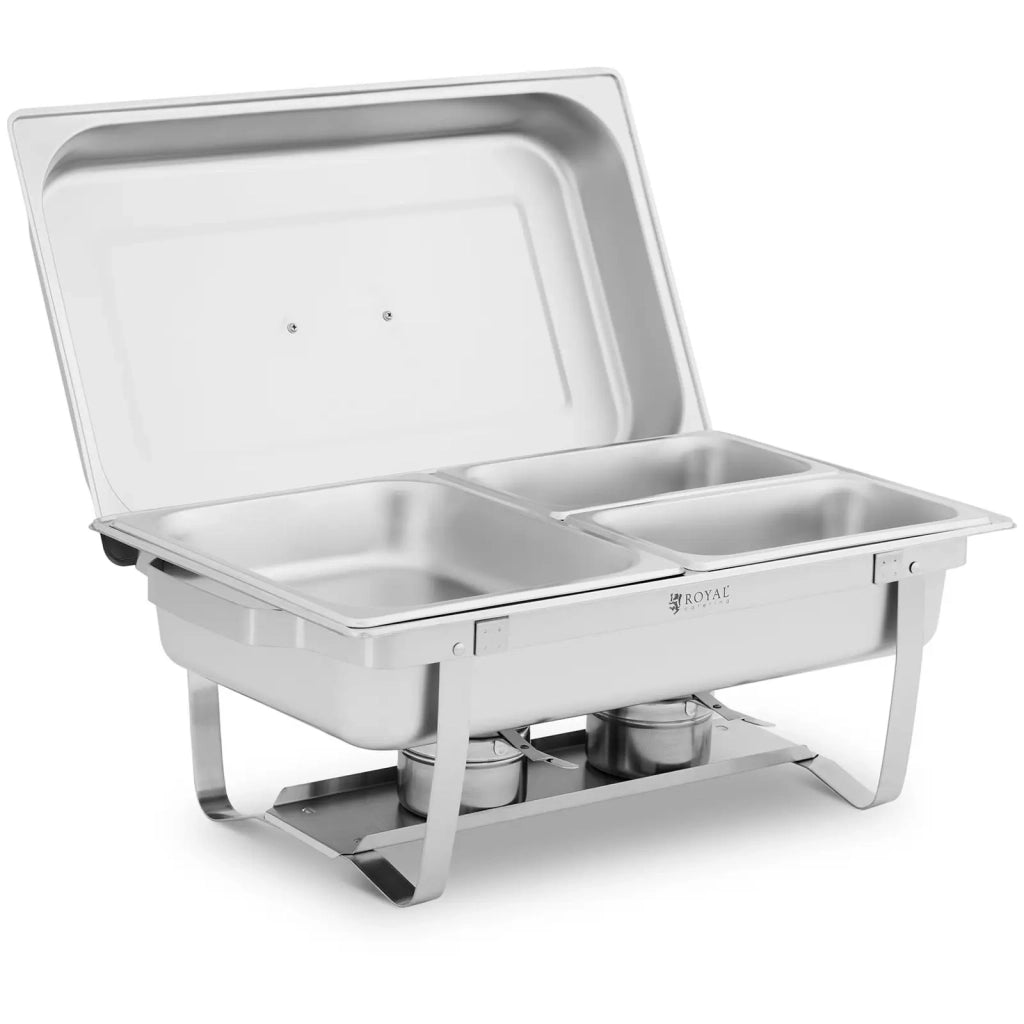 Scaldavivande professionale GN 1/2 2 x GN 1/4 9 litri 2 bruciatori per impasti bruciati 295 x 235 x 60 / 240 x 135 x 65 mm acciaio inox 14_0008673