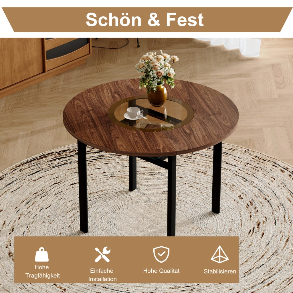 Set tavolo da pranzo rotondo Ø100 cm con 2 sedie marroni e gambe nere