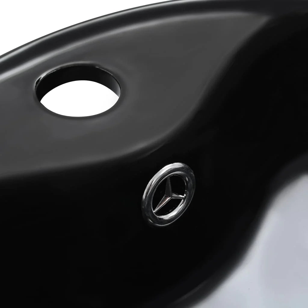 Lavabo con troppopieno lavabo da appoggio interno bagno cabina doccia cabina WC 36 x 13 cm ceramica nero 02_0002621