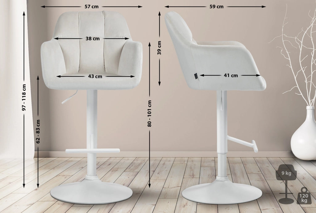 Barhocker Natoma Samt weiЯ