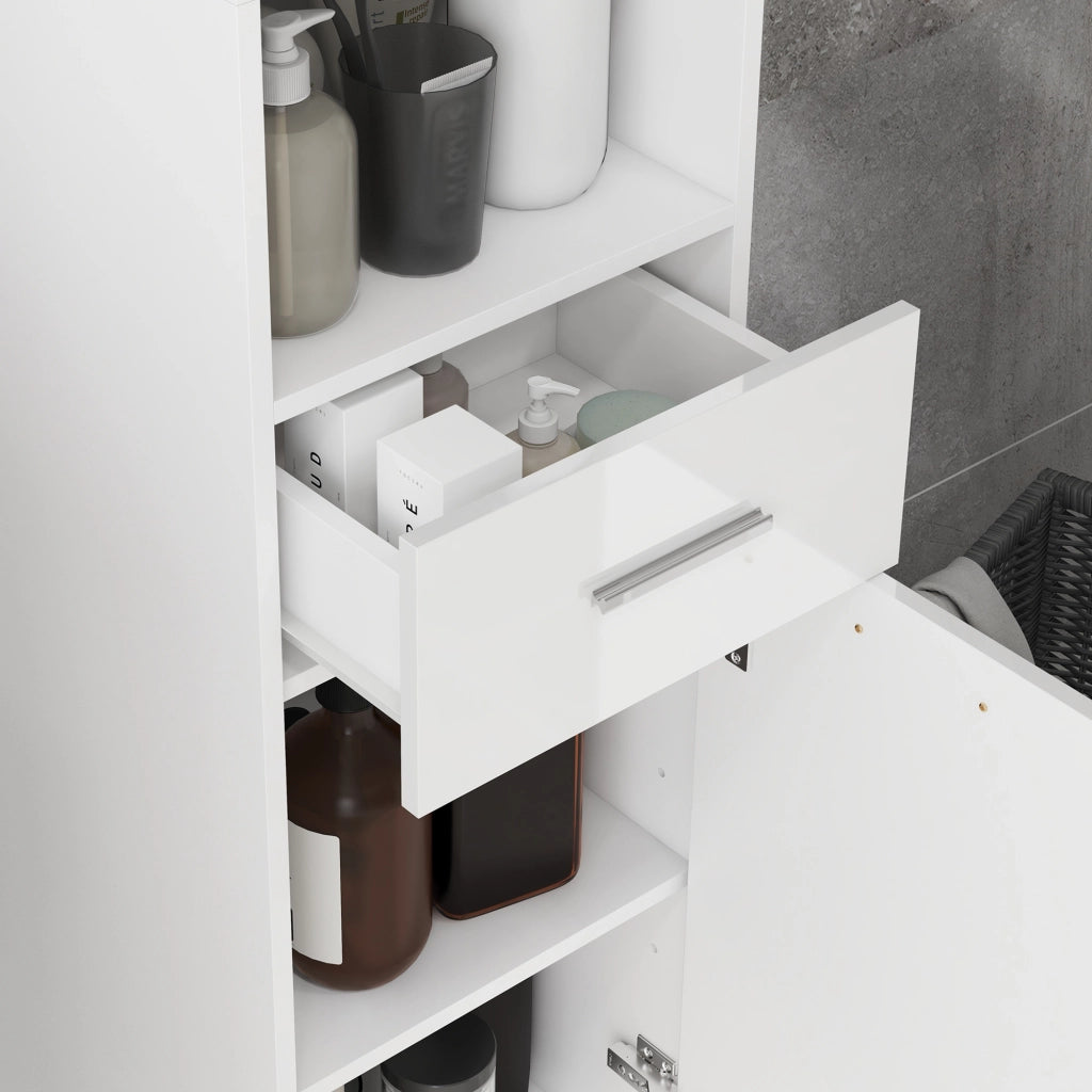 Armadietto Bagno con Ripiani e Cassetto ¨C Zephmum ¨C Bianco