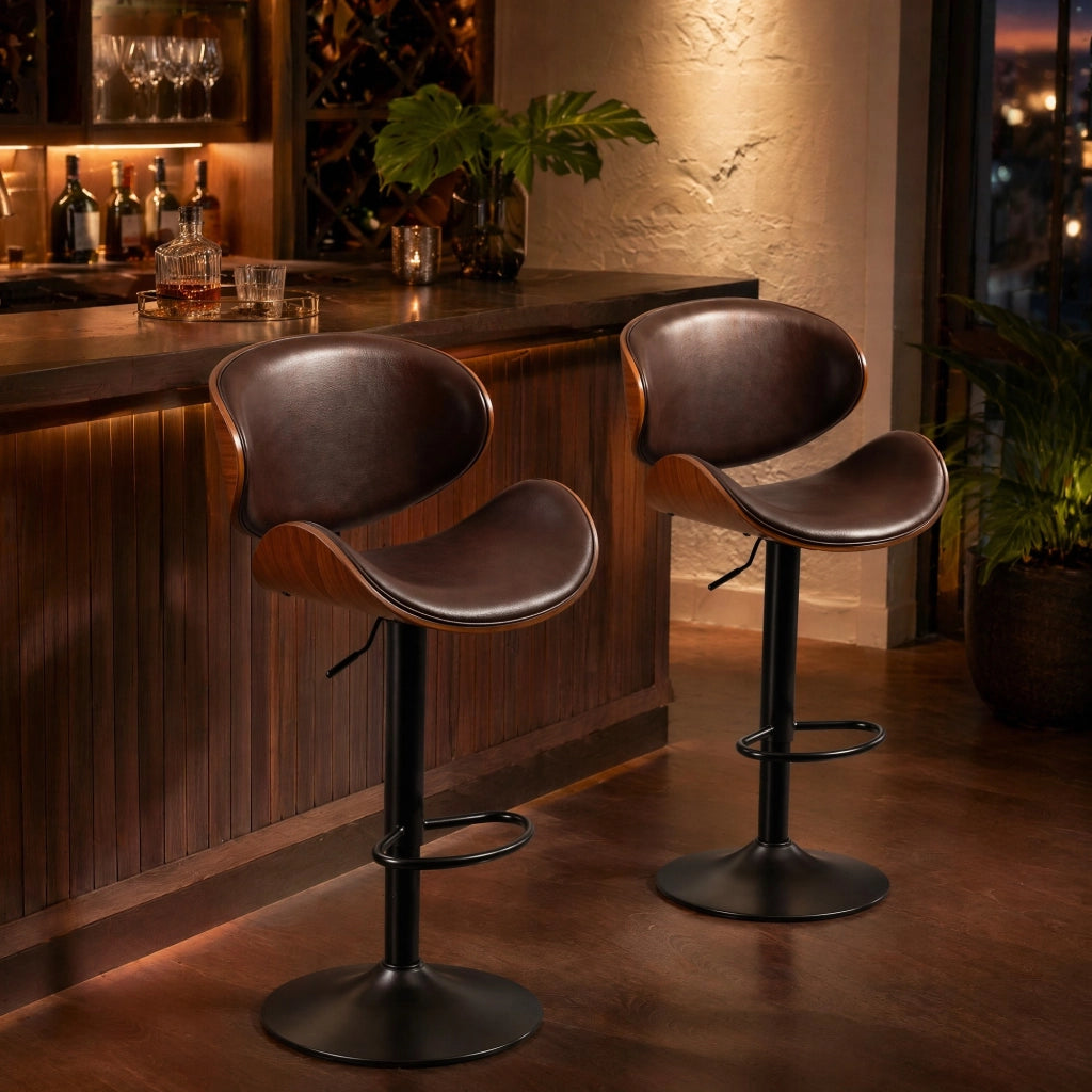 SGABELLO BAR Girevole Regolabile 51x50x93-103,5 cm PU Marrone