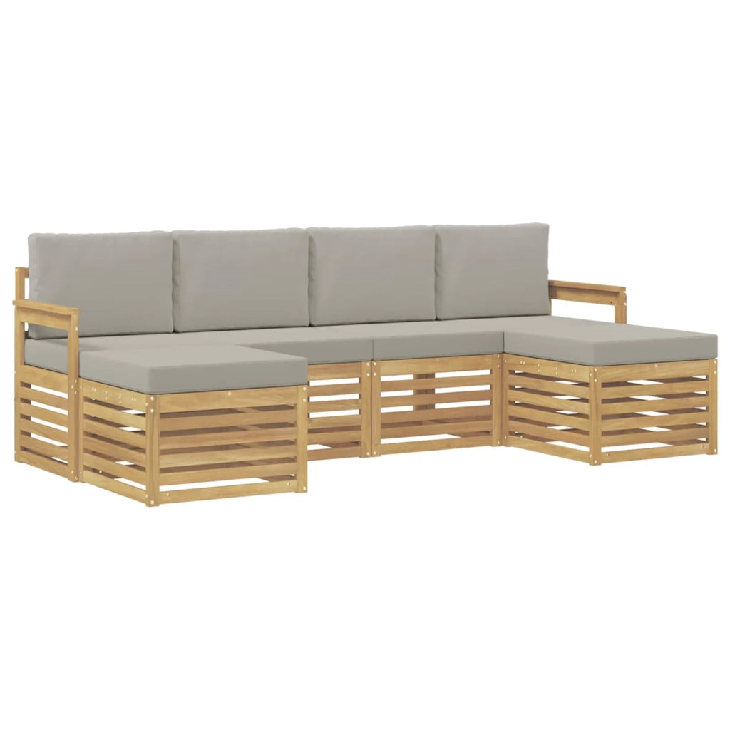 Set di divani da esterno 5 pcs Bianco e Grigio Chiaro