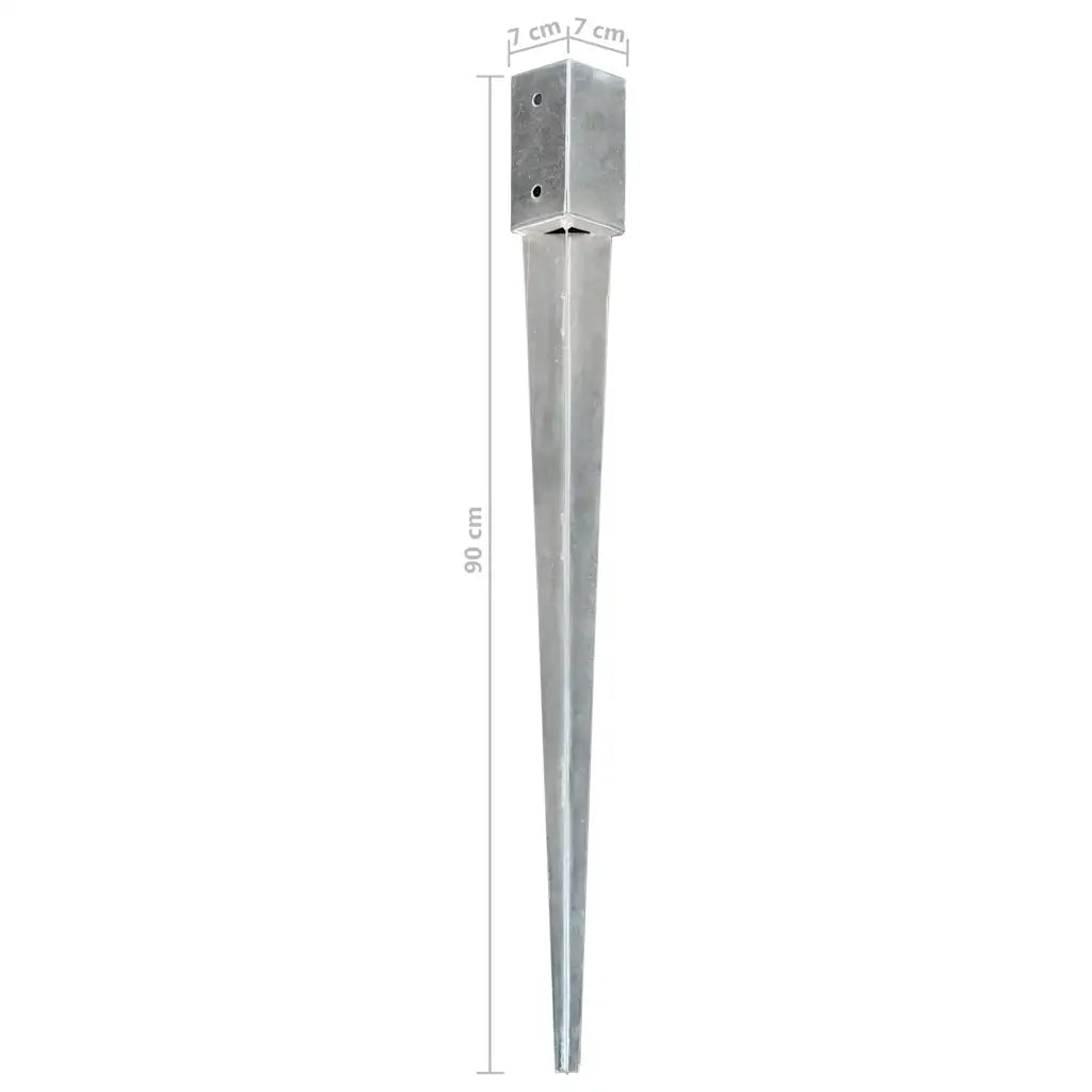Picchetti di Terra 6 pz Argento 7x7x90 cm in Acciaio Zincato 145405