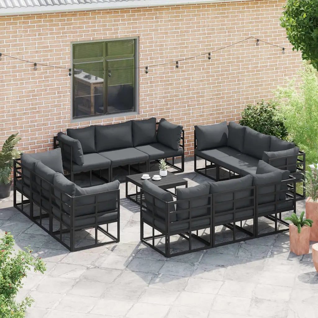 Set Divano da Giardino 13 pcs Nero Metallo