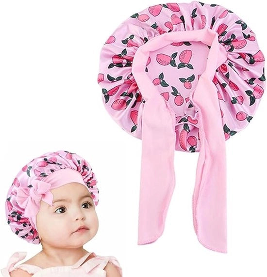 Cappello da notte in seta rosa per bambini, cappello da neonato per ragazze, ragazze, ragazzi, bambini, 6-12 mesi