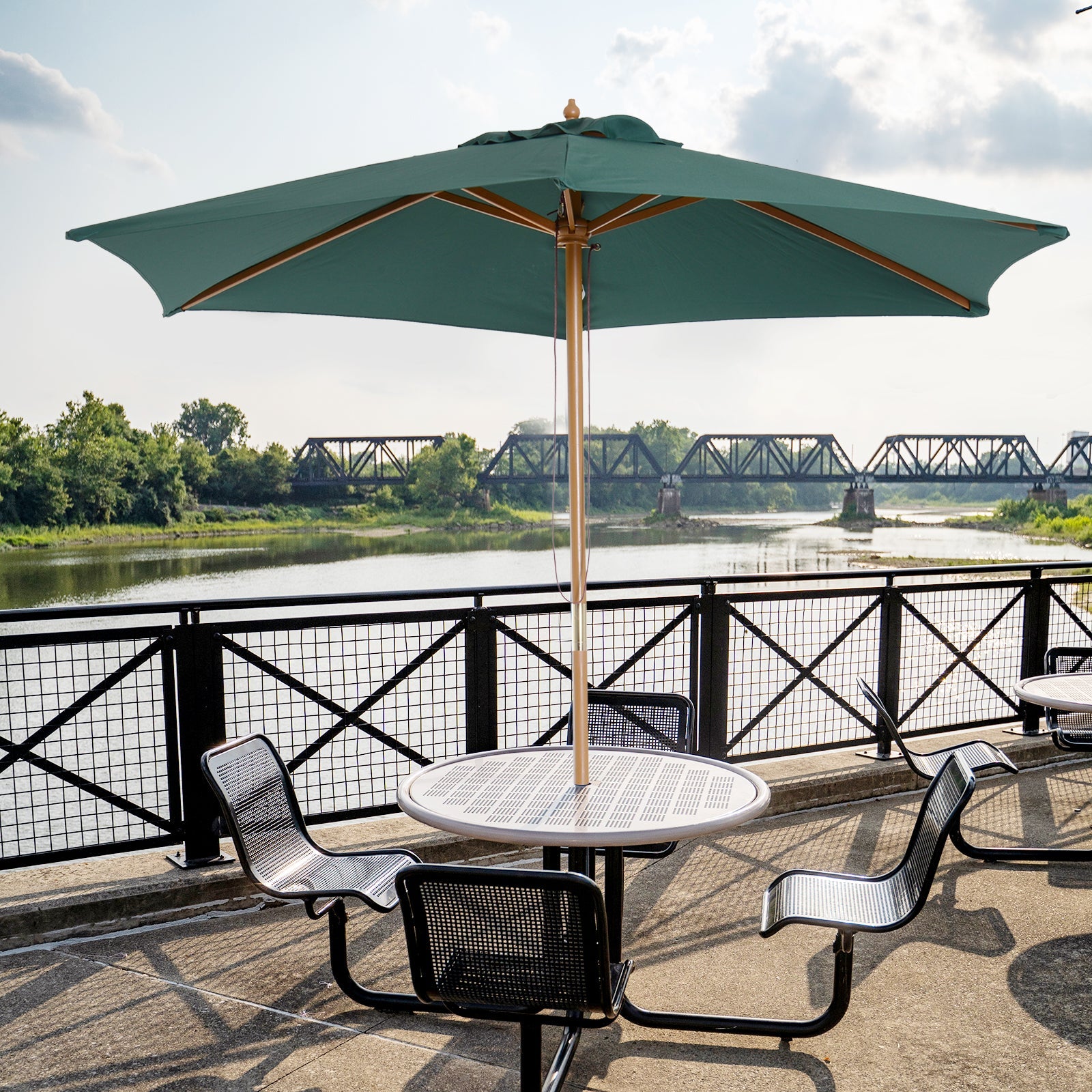 Ombrellone da Giardino Ø2,5 m Palo Ø38 mm in Legno Verde