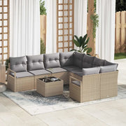 Set di divani con cuscino 9 pcs Beige e grigio polyrattan 3354989