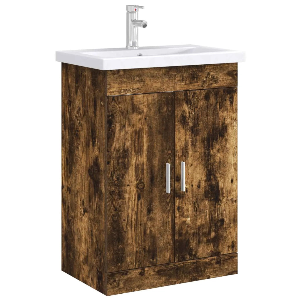 Mobiletto da Bagno Sotto Lavabo Rovere Fumo 78,5 x 37,5 x 81 cm 890692