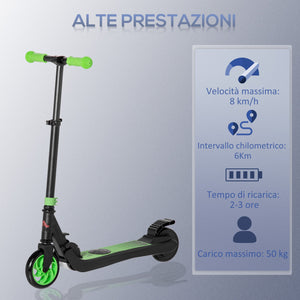 Monopattino Elettrico Pieghevole per Bambini Altezza Regolabile 75-80 cm Nero e Verde