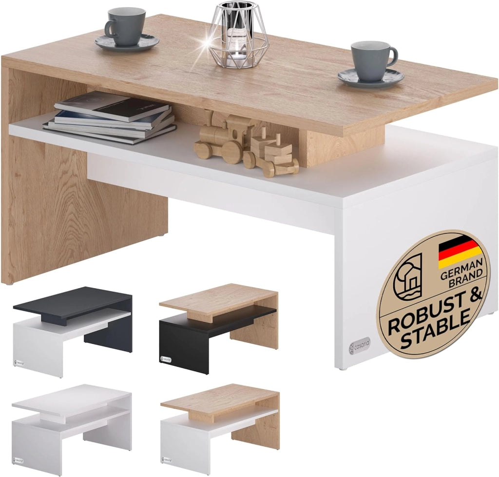 ® Tavolino Salotto da Divano 95x55x50cm Mobiletto Basso in Legno Carico Max 50kg Tavolo Moderno Soggiorno da Caffé da Pranzo Coffe Table Letto
