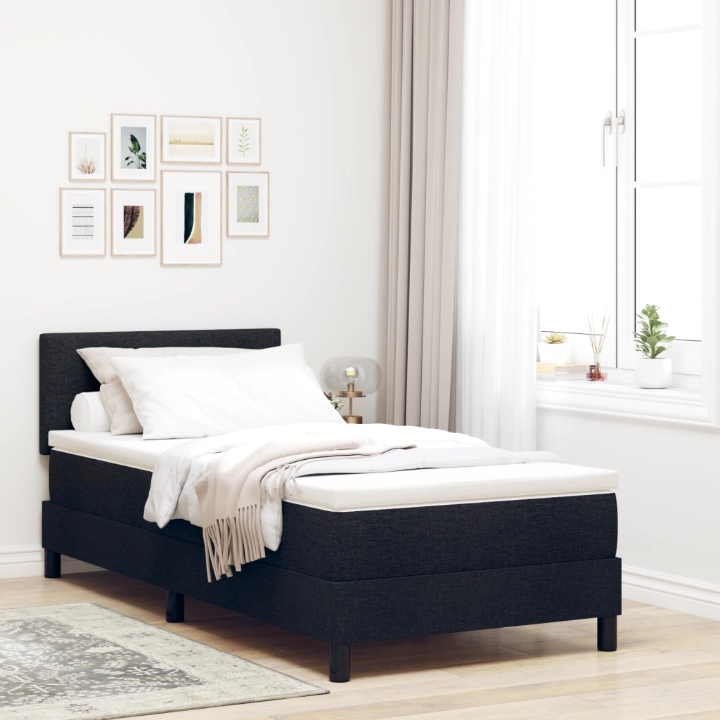 Letto Box Spring con Materasso e LED Nero 100x200 cm Tessuto