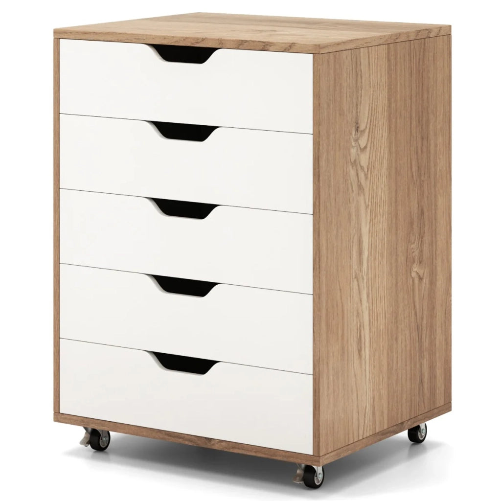 Mobile contenitore mobile 49 x 40 x 65 cm con 5 cassetti pratico contenitore in legno composito beige 20_0010992