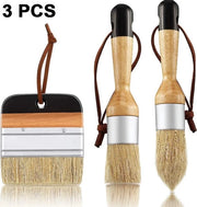 Set a tre strumenti per pennelli rotondi per vernice a gesso e per la stuccatura, adatto per mobili, arredamento, applicazione di stucco e smaltatura di ceramica (marrone + nero).
