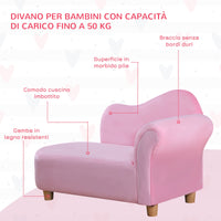 Divano per Bambini 80x40x49 cm in Pile Rosa